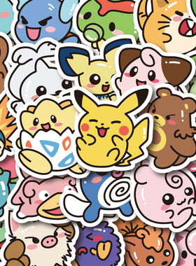 100张可爱Q版精灵宝可梦贴纸神奇宝贝ins高颜值创意DIY笔记本电脑