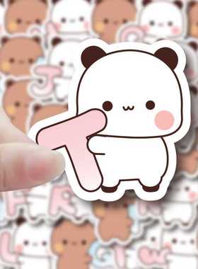 200张可爱小熊字母一二布布贴纸卡通手账本手机DIY创意装饰自贴画