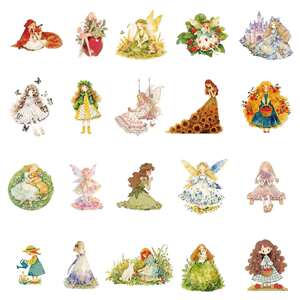 80张新款仙女少女心可爱PET梦幻少女贴纸个性创意装饰贴画自粘diy