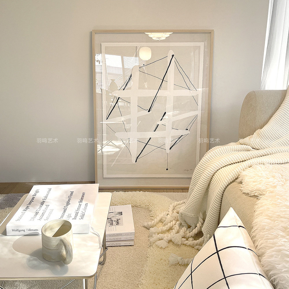 温柔米色抽象线条 小清新文艺家居相框装饰画心 现代简约艺术海报