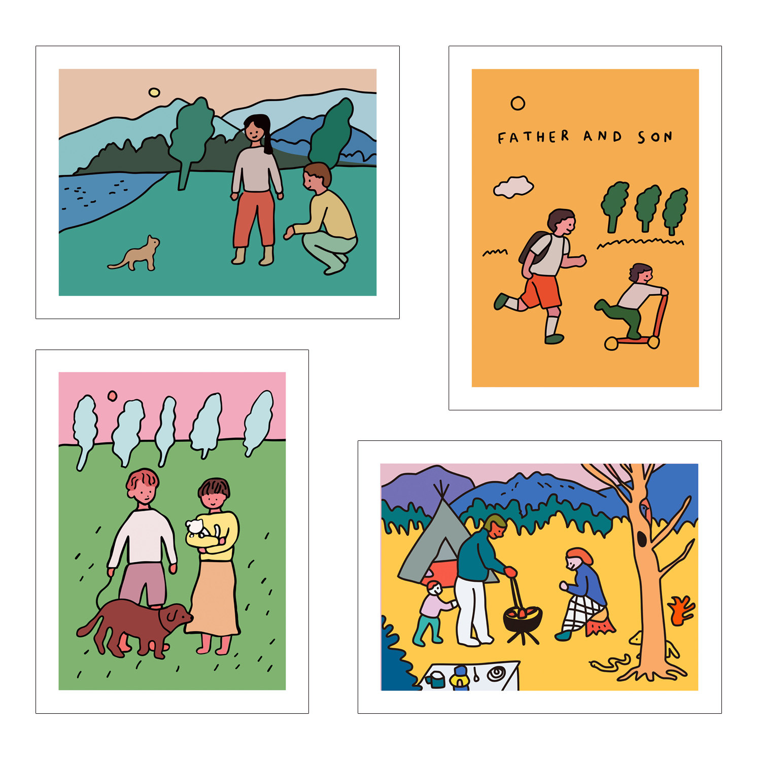 家庭系列海报 有爱的一家 简约进口艺术纸海报 创意家居装饰画