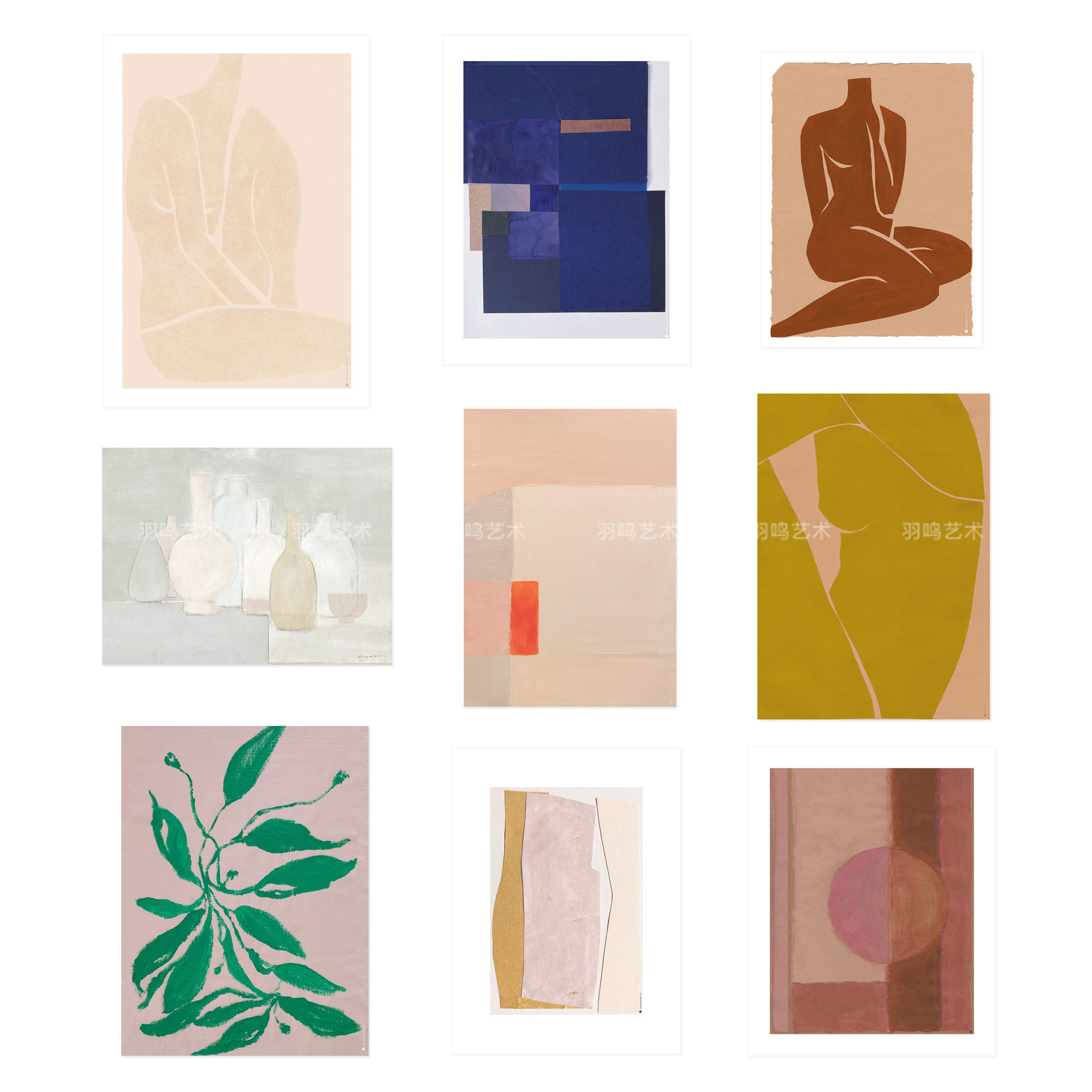 北欧马蒂斯风格抽象人物装饰画芯 现代简约清新小众家居艺术海报