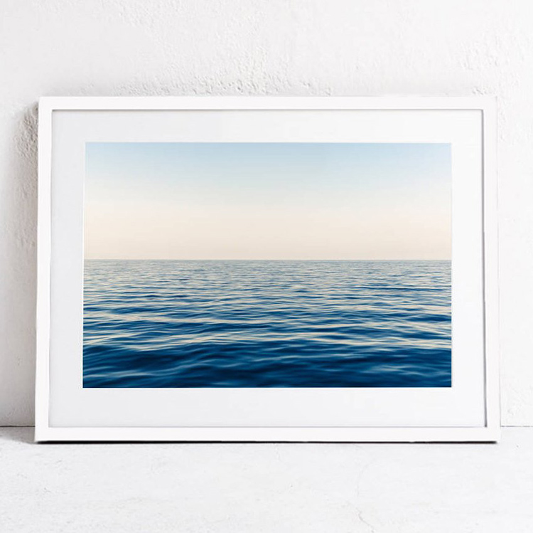 宁静的海 杉本博司风 艺术纸海报 日落海景大海风景摄影作品画芯