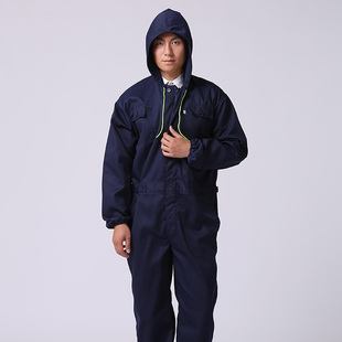 连体服连帽防护服汽修服喷漆服耐脏搬运服无尘工厂车间防尘服藏青