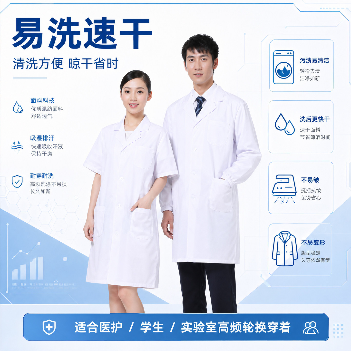夏季薄款短袖白大褂药店工作服白大褂化学实验服食品工作服透气好