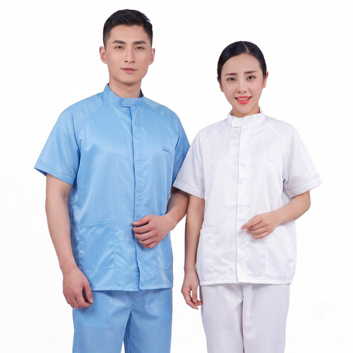 夏季短袖立领工作服套装