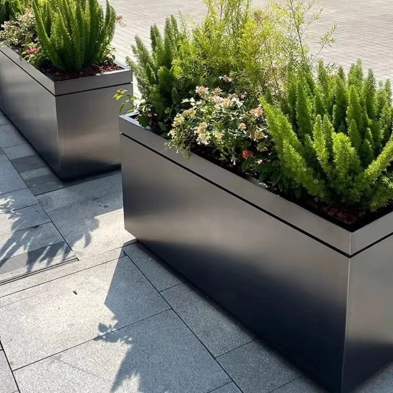 户外不锈钢花箱组合花池围栏外摆长方形花盆酒店隔断市政花槽