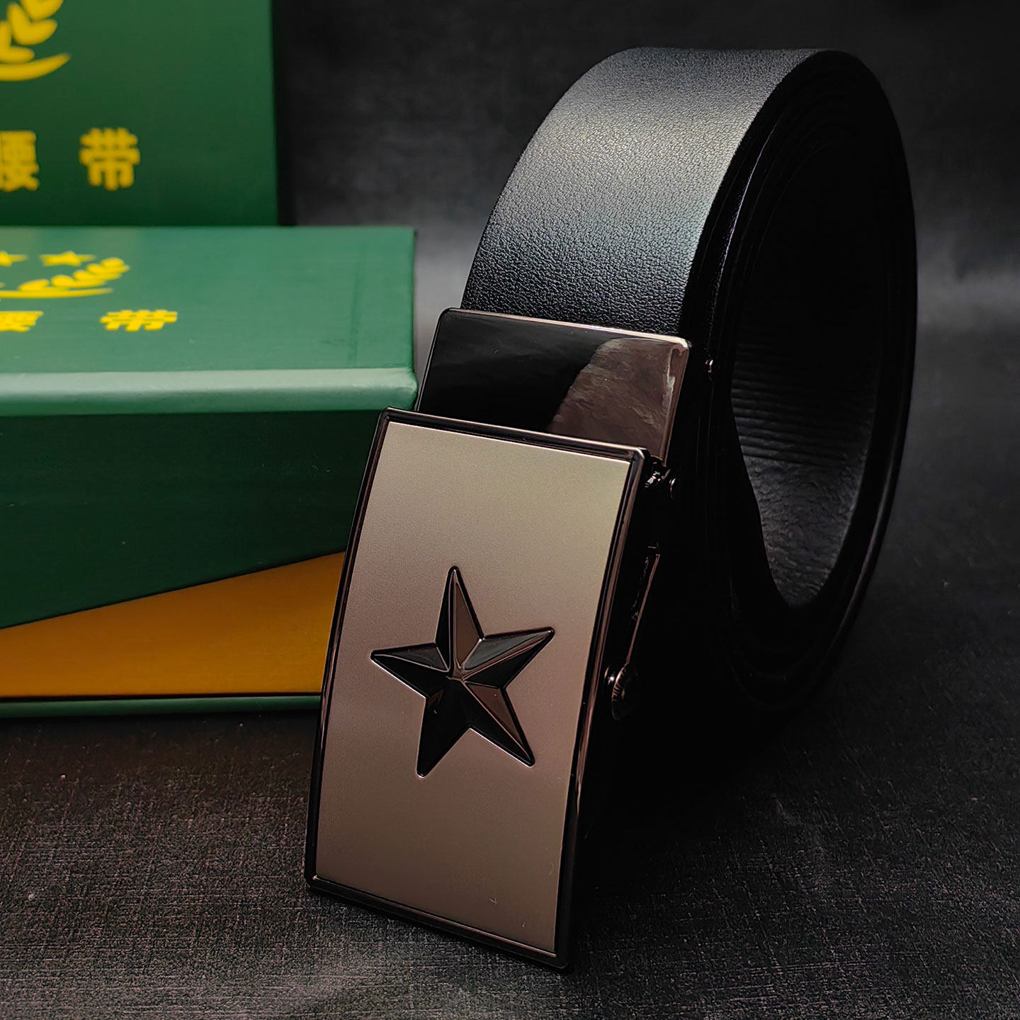 男士真皮牛皮将军腰裤带五星无牙滚轴自动扣休闲军迷腰带八一皮带