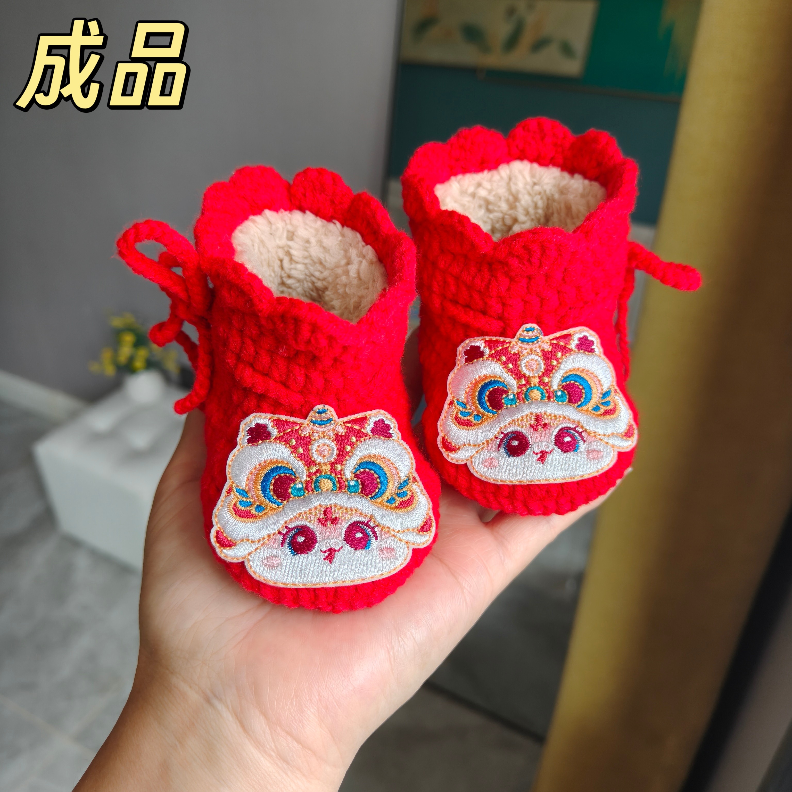 手工冬季蛇宝宝加绒加厚毛线棉鞋