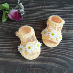 婴儿鞋夏季手工编织软底凉鞋新生儿百日宴满月女宝宝毛线鞋子成品