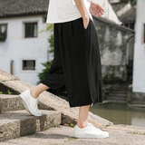 风夏季中式潮牌男式七分薄款透气休闲阔腿哈伦裤M806-1-P45，男装休闲裤，四季星座220-1