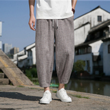 风直播品质男士夏季中式潮牌冰丝薄款休闲大码裤子M812-P60，男装休闲裤，四季星座220-1