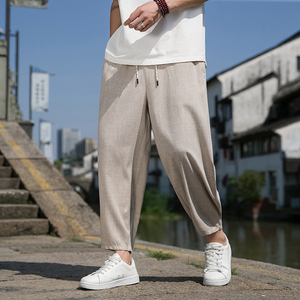 风直播品质男士夏季中式潮牌冰丝薄款休闲大码裤子M812-P60图片