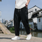 风直播品质男士夏季中式潮牌冰丝薄款休闲大码裤子M816-P65，男装休闲裤，四季星座220-1