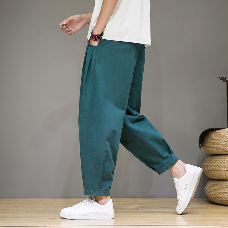 风夏季中式潮牌男式个性流行薄款透气休闲阔腿哈伦裤M810-P55图片