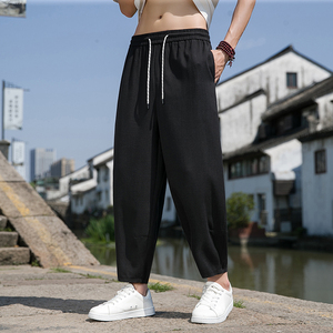 风直播品质男士夏季中式潮牌冰丝薄款休闲大码裤子M812-P60图片