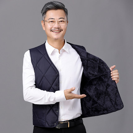 2024新款羽绒棉马甲男士秋冬季中老年加绒加厚保暖背心坎肩爸爸装