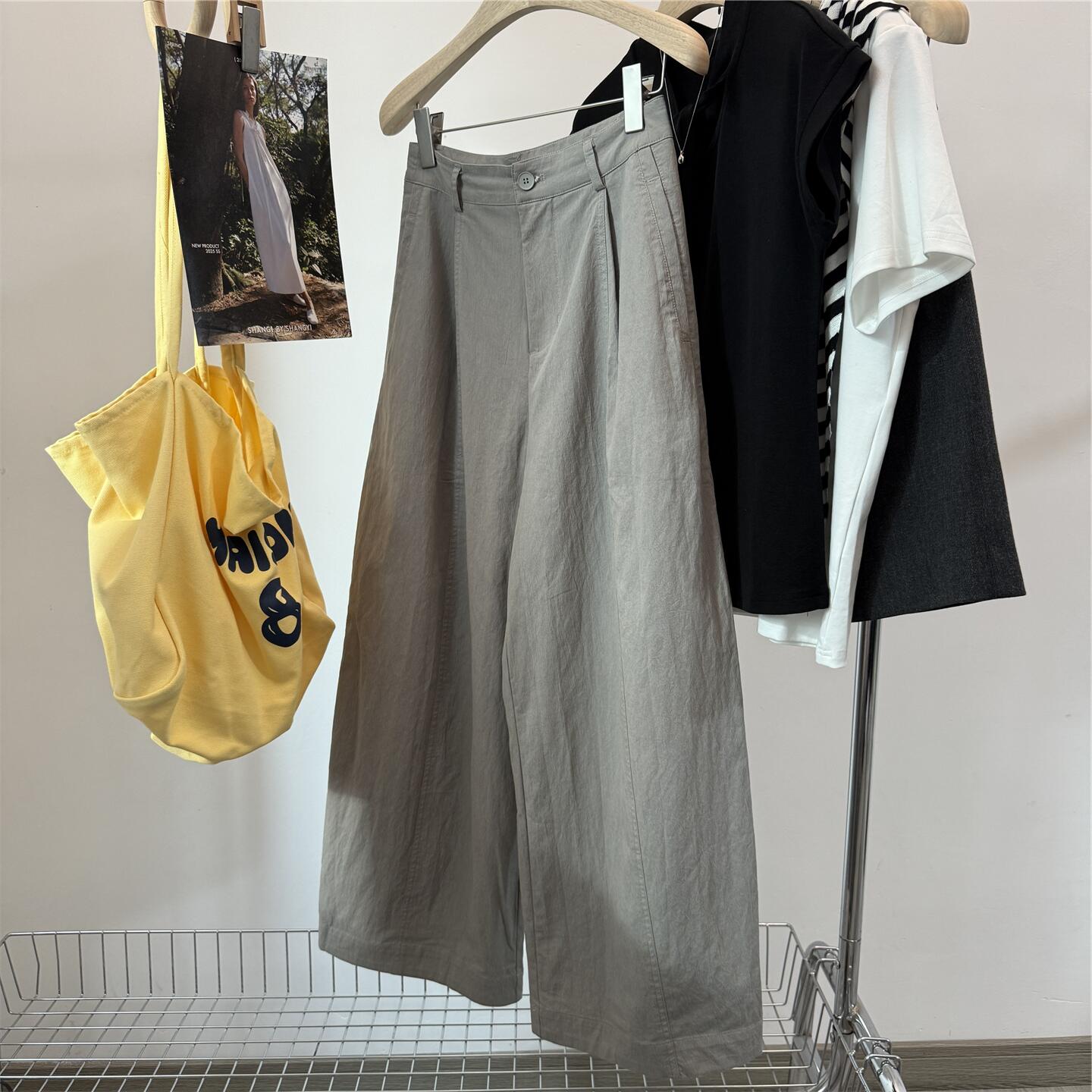 韩版显瘦高腰宽松直筒西装裤