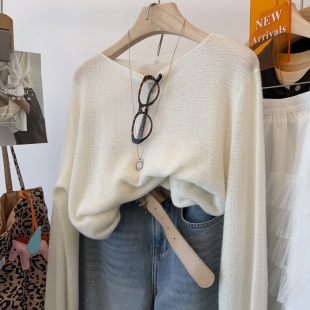 针织衫 木马家 舒适一字圆领长袖 春新款 柔软薄毛衣女 60.3绵羊毛