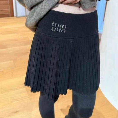 miu系风加厚毛呢百褶短裙