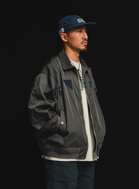 PINSKTBS休闲茄克日系Bomber MA1翻领落肩夹克机车拉链飞行外套