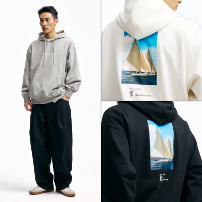 PINSKTBS「PHOTO连帽卫衣」25AW冬季休闲宽松连帽印花套头卫衣男