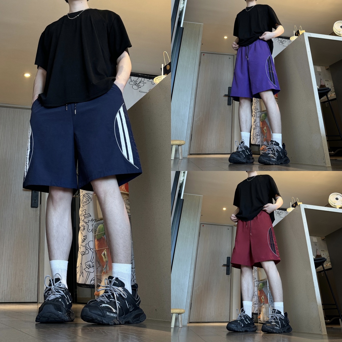 夏季冰丝短裤男生初中生凉感透气休闲中裤青少年免烫运动五分裤子