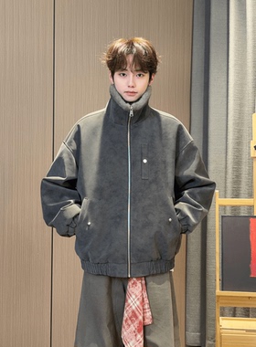 MANRE SHOW冬季加绒双色芬兰貂皮夹克潮流显瘦美式保暖座山雕外套