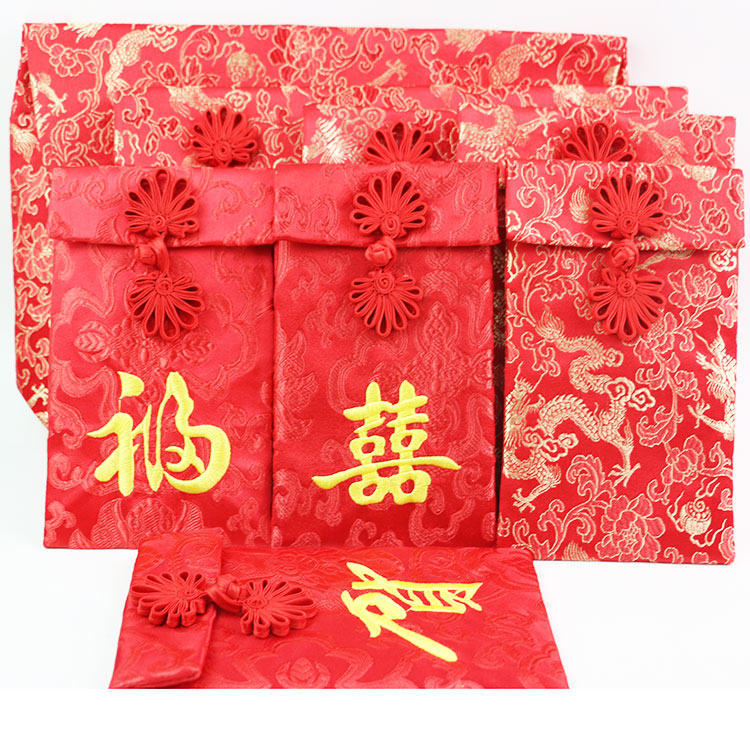 豪华绸布盘扣结红包利是封布艺大红包结婚锦缎红包万元红包袋包邮