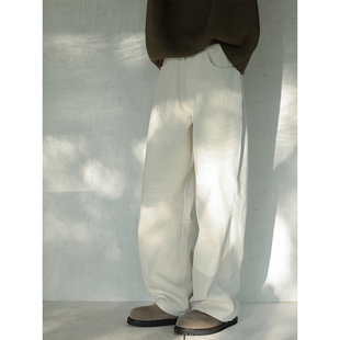 重磅高支棉直筒挺阔绒底长裤 衣疫 磨毛加绒全棉秋冬宽松休闲裤