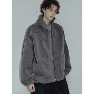 衣疫 重磅高克重羊羔毛麂皮复合加厚立领保暖复古廓形棉衣外套冬