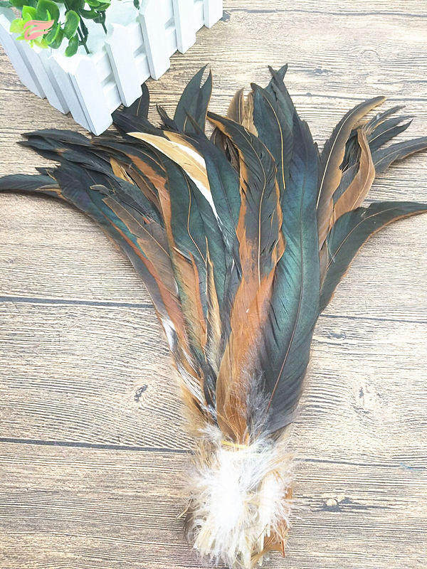 DIY饰品配件羽毛彩色染色公鸡尾头饰帽子舞台装饰用品25-30cm