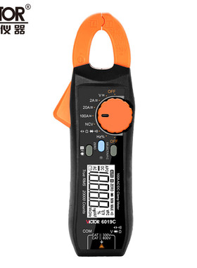 VICTOR胜利VC6019C 数字钳表钳形万用表电流表自动量程交直流钳表