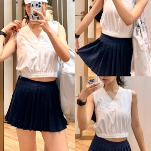 同款大百褶裙high-rise高腰网球裙半身裙风褶裙速干