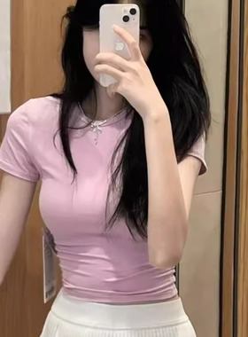 同款健身all *t takes螺纹短袖女休闲T恤运动速干修身瑜伽服