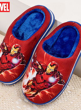 钢铁侠儿童棉拖鞋室内家居冬季保暖棉鞋男童包头小童宝宝防滑卡通