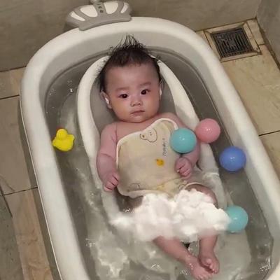 婴儿洗澡盆浴盆宝宝可折叠幼儿坐躺大号浴桶小孩家用新生儿童用品