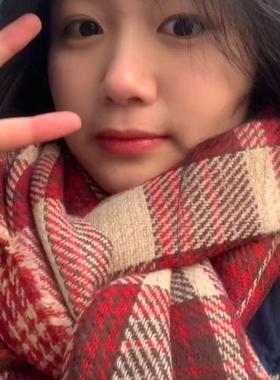 红色格子围巾女秋冬季加厚百搭2024新款氛围感韩版双面千鸟格围脖