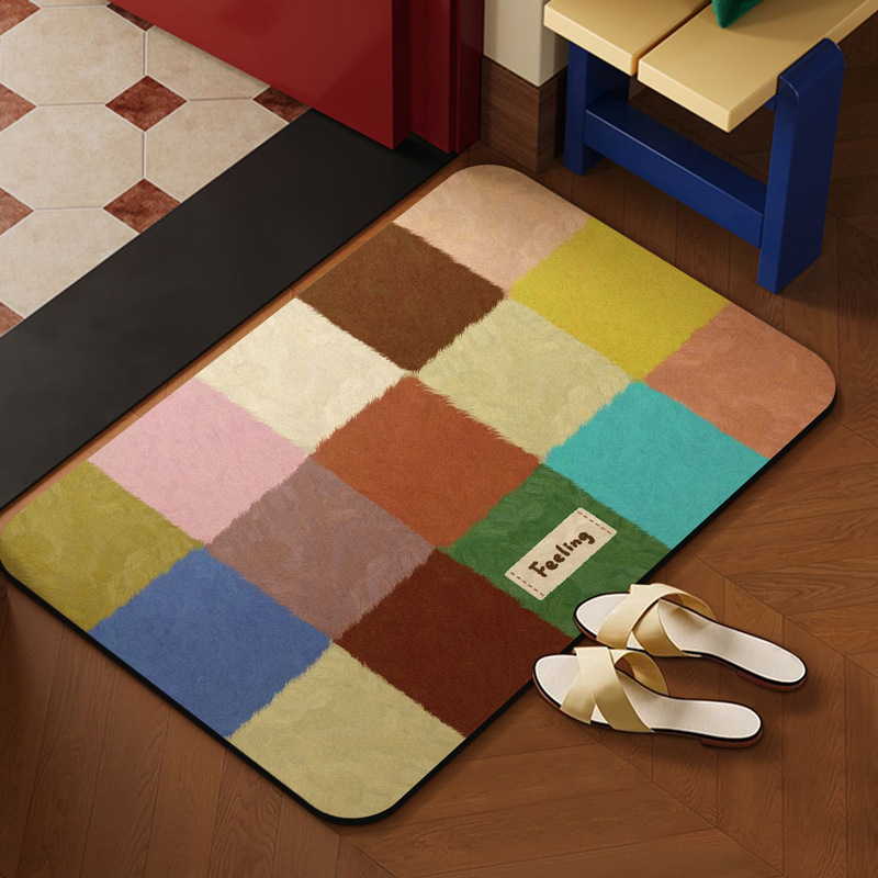 美式复古风浴室地垫家用卫生间门口吸水速干防滑脚垫硅藻泥地垫