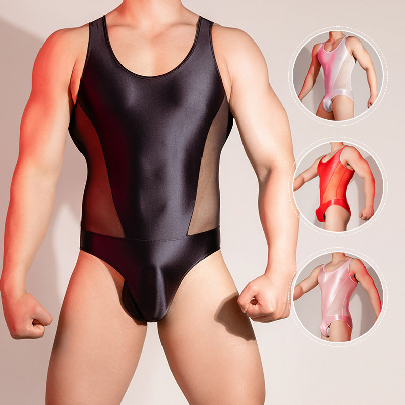 情趣无袖透视连体背心高弹肌肉猛男gay塑身诱惑紧身上衣三角内裤