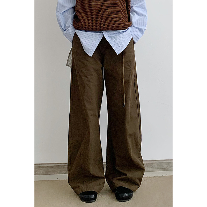 林弯弯美式重工复古阔腿弯刀裤男女生春秋宽松休闲百搭工装长裤子