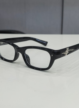 黑色方框镜架素颜神器早八女孩星星装饰斯文眼镜防蓝光平光镜男女