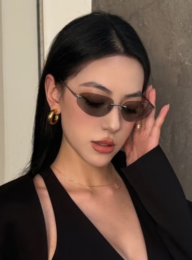 欧美无框灰色猫眼辣妹网红墨镜女