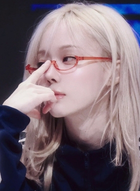 日系辣妹半框椭圆红色眼镜女cosplay动漫二次元无片拍照装饰镜架