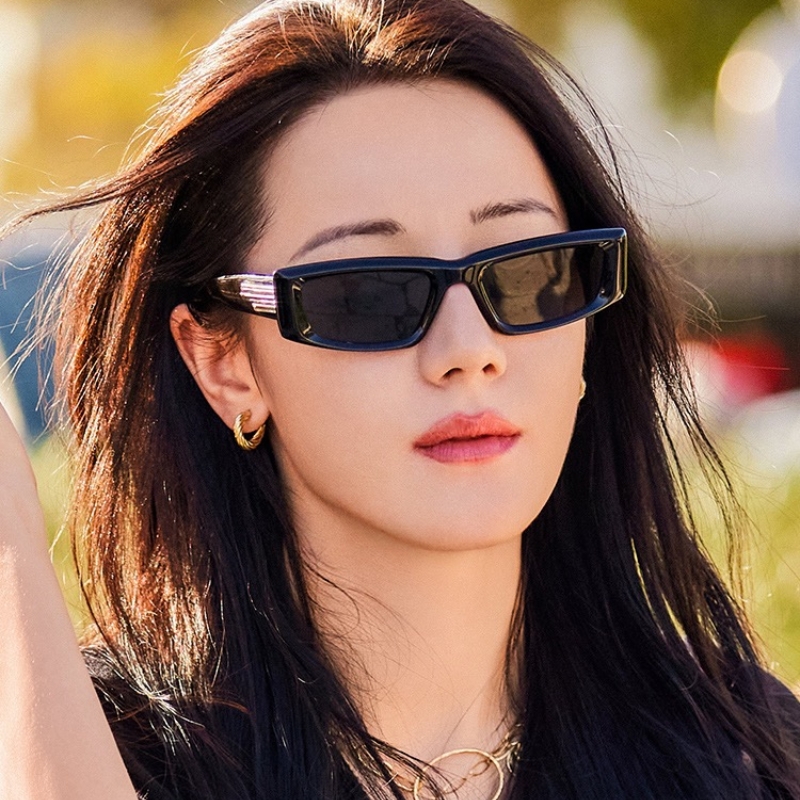 热巴同款高级感长方形黑色墨镜女