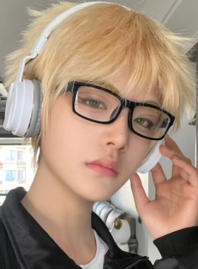 长方形窄框黑色cos动漫二次元眼镜配近视摆拍可爱帅气学生平光镜