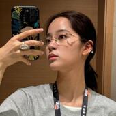 小红书同款 复古无框方形书呆子近视眼镜女痞帅高级感韩系学生镜架