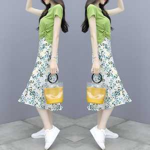 RM10026#夏装新款碎花雪纺连衣裙两件套法式显瘦气质女生范