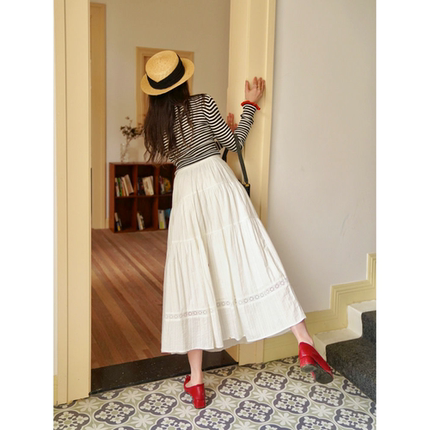 JUNJUN法式小白裙套装，梦中情裙！纯棉蕾丝吊带+刺绣半身裙