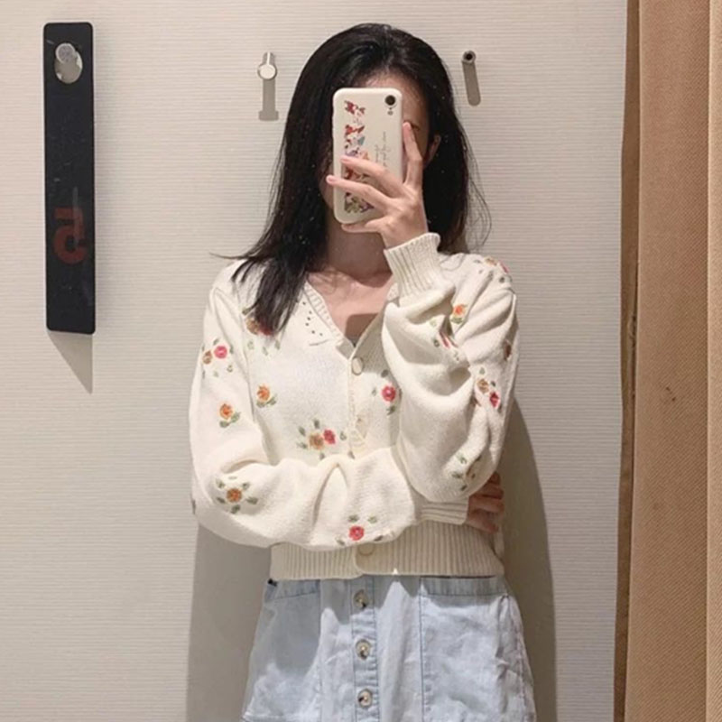UR AZ秋季新款bm风短款上衣针织衫开衫毛衣外套女YL33S9DE2000